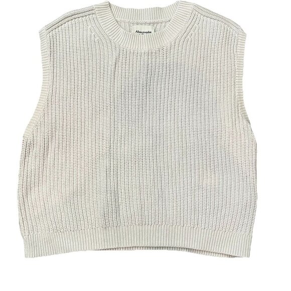 Abercrombie & Fitch Women’s Sleeveless Sweater Vest Size Large White Crew Neck - Picture 1 of 6